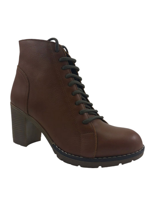 Leather Women's Ankle Boots Tabac Brown