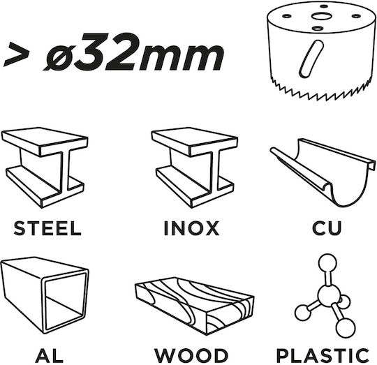 Graphite Κεντραδόρος με Διάμετρο 30mm για Μέταλλο και Πλαστικό