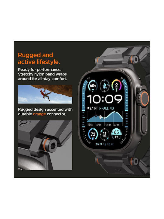 Spigen Durapro Armor Каишка Силикон Черен (Apple Watch 49 мм, 46 мм, 45 мм, 44 мм - Spigen)