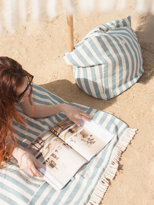 Nobodinoz Beach Bag Blue with Stripes