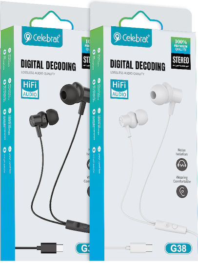 Celebrat G38 In-Ear Freisprecheinrichtung Kopfhörer mit Stecker USB-C Weiß
