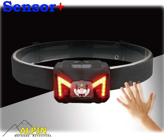 Alpin Headlamp LED IPX4 with Maximum Brightness 220lm with Sensor+ Black