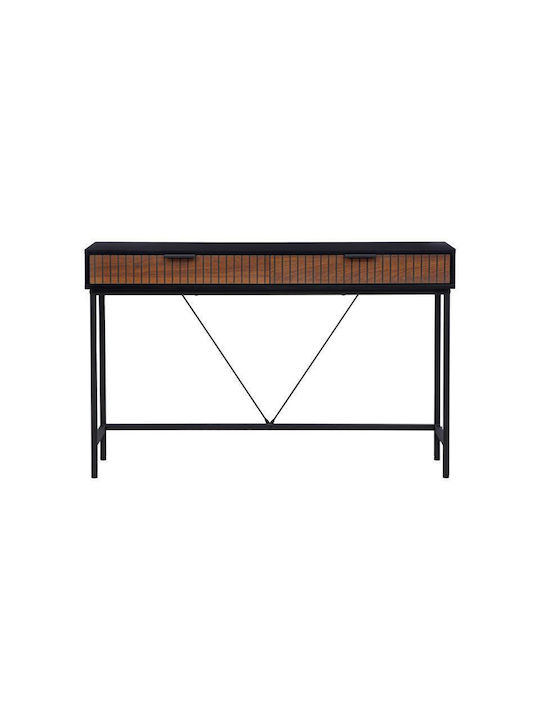 Fl2405 Console Table Wood & Metal with Mirror Grey Oak-black Color L120xW30xH76cm