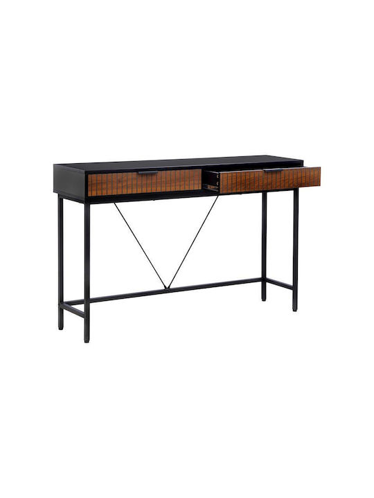 Fl2405 Console Table Wood & Metal with Mirror Grey Oak-black Color L120xW30xH76cm