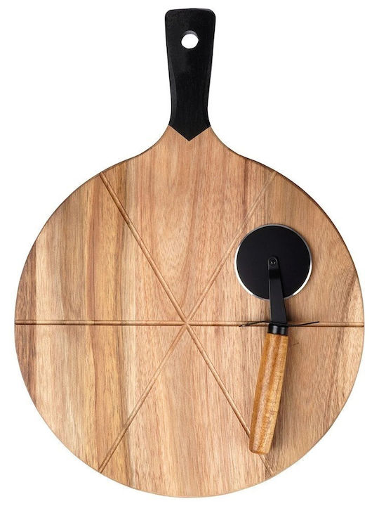 Excellent Houseware Πλατώ Σερβιρίσματος Πίτσας με Χειρολαβή Ξύλινο 42.5x30x1.5εκ. 2τμχ
