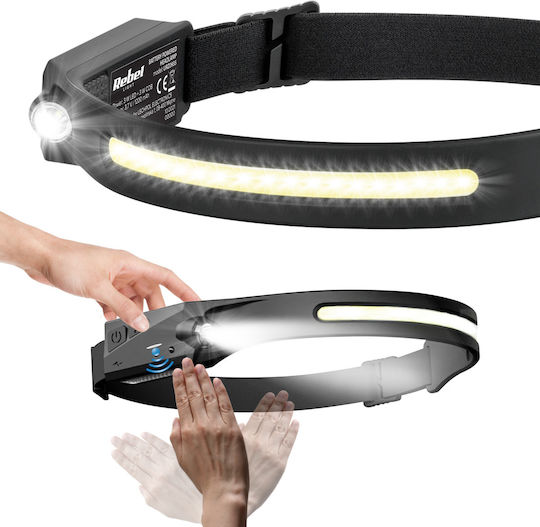 Lumină de lucru și de sit, cu baterie Lanternă Frontală LED IPX4 cu Luminozitate Maximă 350lm Negru