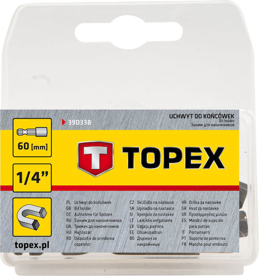 Topex Magnetisch Nuss Sechskant mit Vierkant-Antrieb 1/4" Durchmesser 1/4" 1Stück