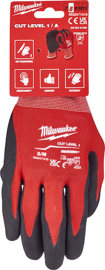 Milwaukee Gloves for Work Red Nitrile for Cutting Protection Level 1 1pcs