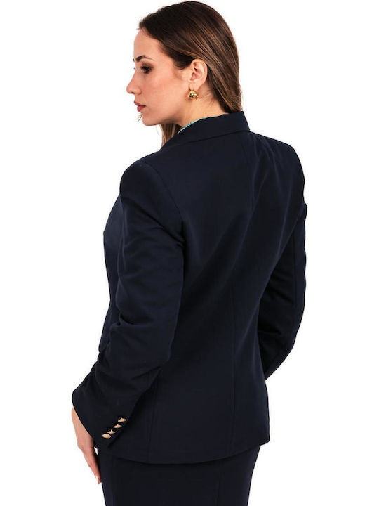 Baziana Damen Krepp Blazer blue