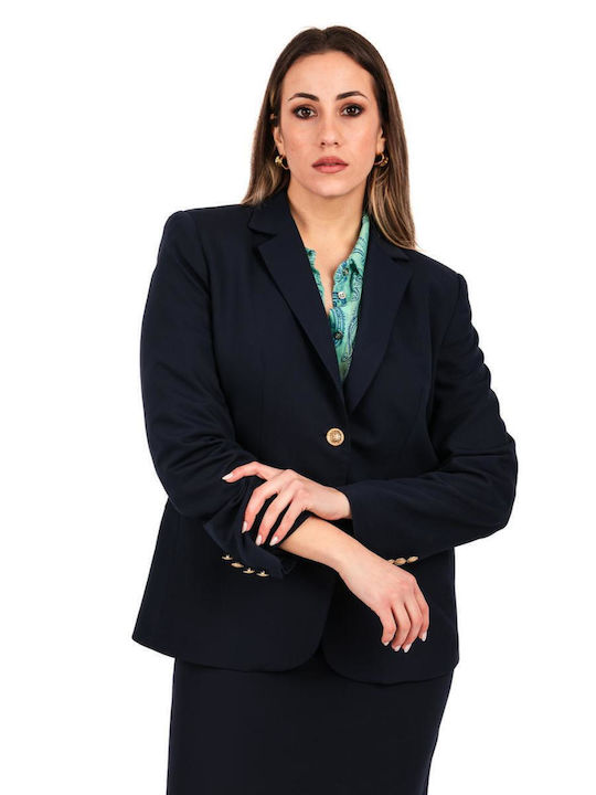 Baziana Damen Krepp Blazer blue