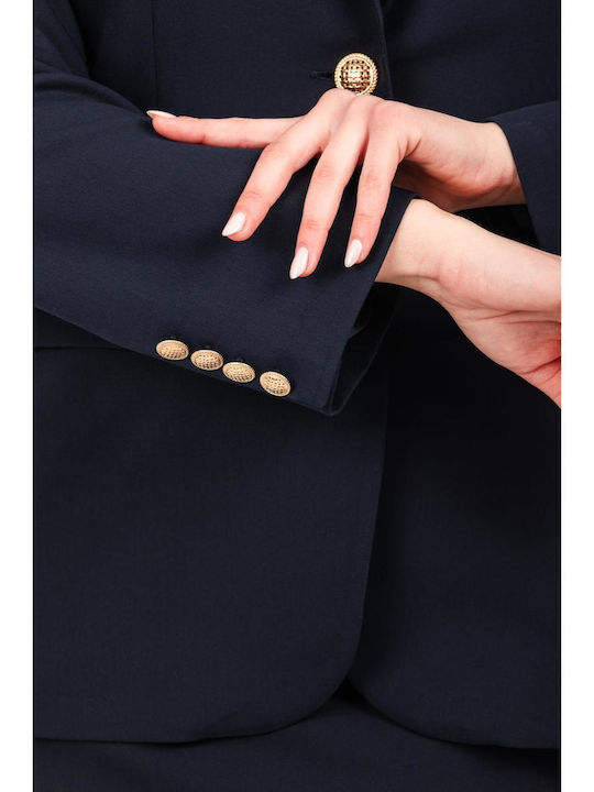 Baziana Damen Krepp Blazer blue
