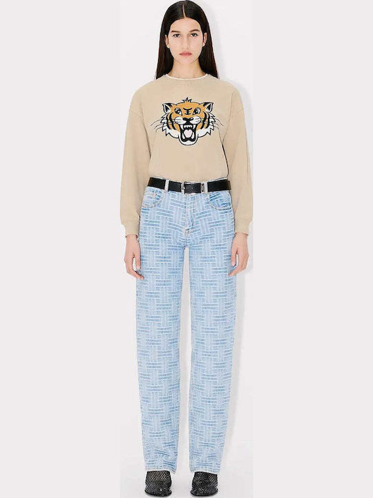 Happy Tiger Lang Damen Sweatshirt Beige
