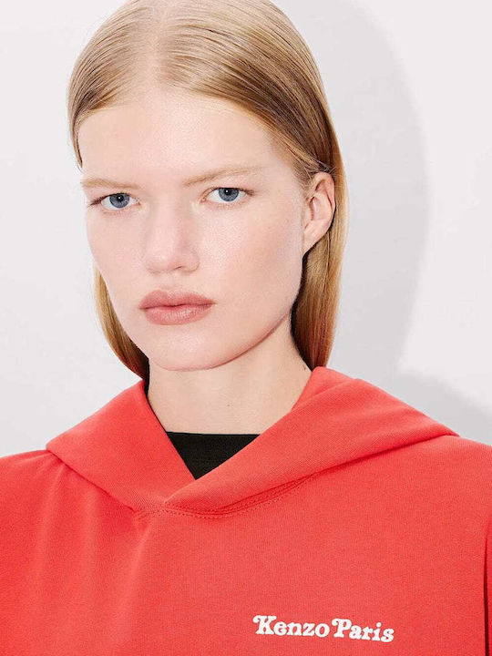 Long Women's Sweatshirt with Hood Red