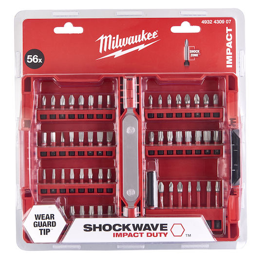 Milwaukee Σετ 56 Μύτες Κατσαβιδιού Shockwave