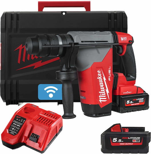 Milwaukee M18 FUEL ONEFHPX-552X Κρουστικό Σκαπτικό Πιστολέτο Μπαταρίας Brushless 18V 2x5.5Ah με Υποδοχή SDS Plus 4933478496