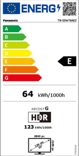 Panasonic Smart Τηλεόραση 55" 4K UHD LED TN-55W70AEZ HDR (2024)