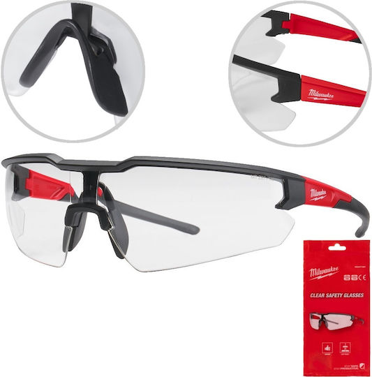 Milwaukee Safety Glasses for Protection with Transparent Lenses 1pcs