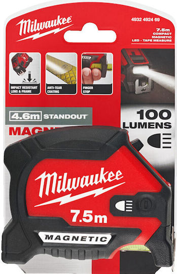 Milwaukee Tape Measure with Auto-Rewind and Magnet 30mm x 7.5m
