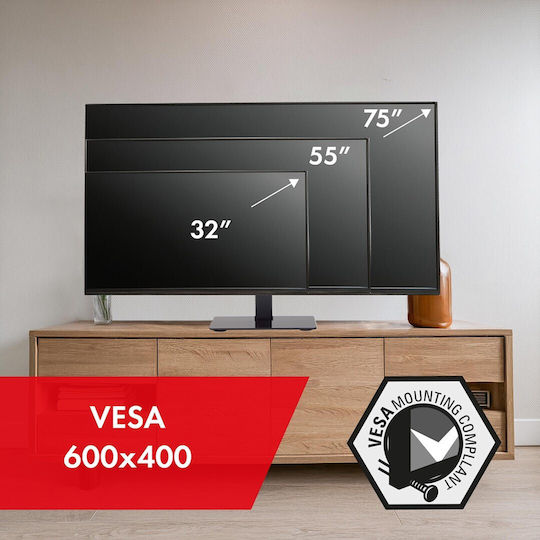 Επιτραπέζια Βάση Τηλεόρασης έως 75" Μαύρο