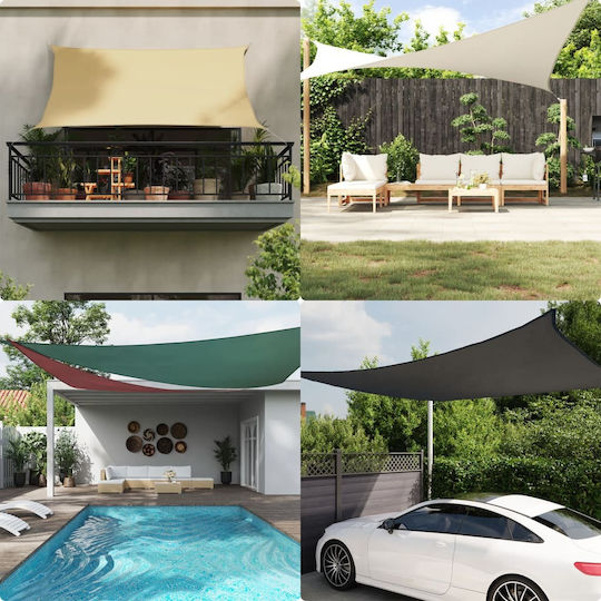 vidaXL Triangle Shade Sail Blue With Hoop & with PU Coating 4x5m made of Oxford fabric