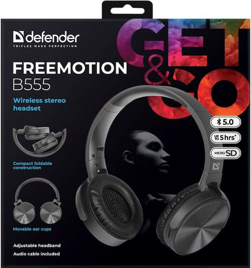 Defender Безжични Bluetooth On Ear Слушалки с Радио с 5 часа Работа Черни