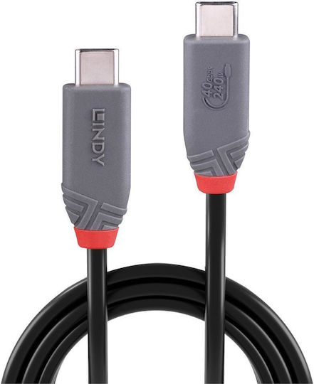 Lindy USB 4 Video Cable USB-C Male - USB-C 240W PD Black 1.5m