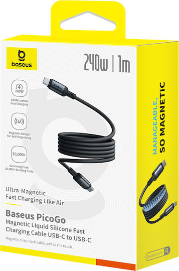 Baseus Picogo Magnetic Magnetic USB 2.0 Cable USB-C male - USB-C 240W PD Μαύρο 1m P10376800121-00