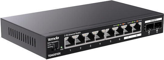 Tenda TEM2010X Unmanaged L2 Switch με 8 Θύρες Gigabit (1Gbps) Ethernet και 2 SFP Θύρες