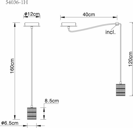 Globo Lighting Freddy Κρεμαστό Φωτιστικό Ασημί με Ντουί E27 12εκ.