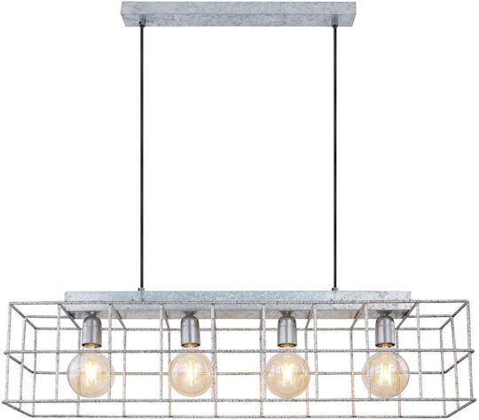 Globo Lighting Merril Висящо Осветително Тяло Сребрист Мрежа за 4 Крушки E27 90x20x150см.