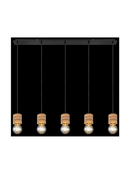 Globo Lighting Angeline Pendant Light Black Rail for 5 Bulbs E27 116x10x120cm