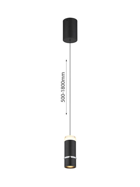Globo Lighting Ρυθμιζόμενο Κρεμαστό Φωτιστικό Μαύρο LED με Θερμό Λευκό Φως 7.5x7.5x180εκ.