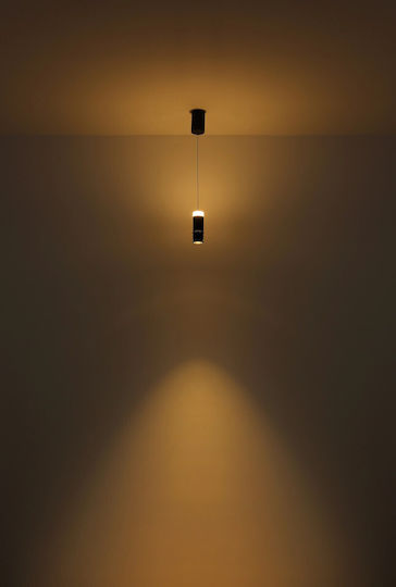 Globo Lighting Ρυθμιζόμενο Κρεμαστό Φωτιστικό Μαύρο LED με Θερμό Λευκό Φως 7.5x7.5x180εκ.