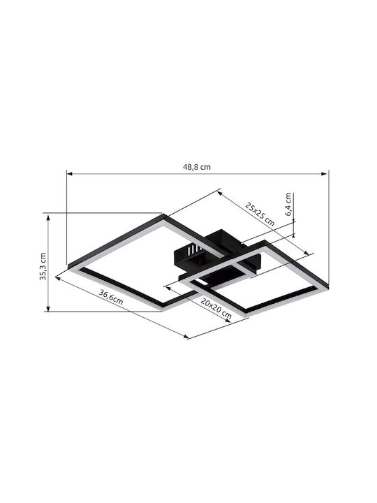 Globo Lighting Κρεμαστό Φωτιστικό Μαύρο LED με Θερμό Λευκό Φως 48.8x35.3εκ.