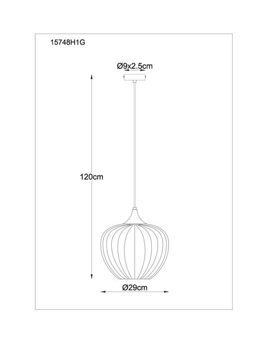 Globo Lighting Pendant Light Black with Socket E27 29x29x120cm