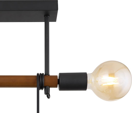 Globo Lighting Heinrich Pendant Light Black Rail for 4 Bulbs E27 39x6x100cm