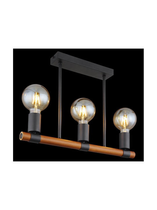 Globo Lighting Heinrich Κρεμαστό Φωτιστικό Μαύρο Ράγα με Ντουί E27 49x6x35εκ.