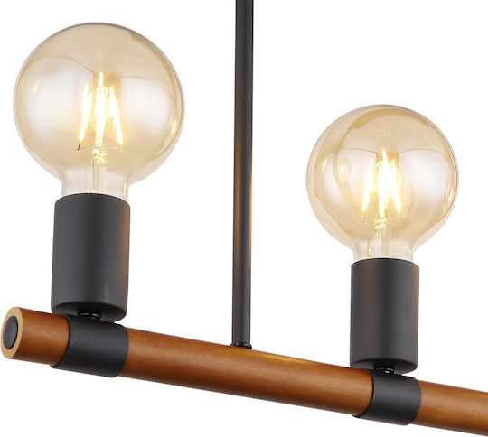 Globo Lighting Heinrich Pendant Light Black Rail with Socket E27 49x6x35cm