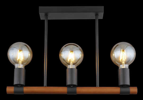 Globo Lighting Heinrich Pendant Light Black Rail with Socket E27 49x6x35cm
