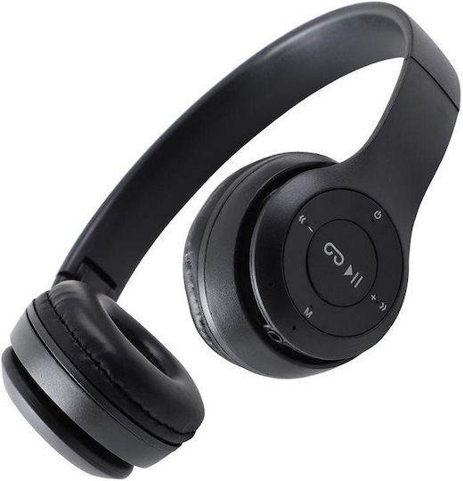 P47 Wireless / Wired On Ear Headphones with Radio with 6 hours of Operation Black
