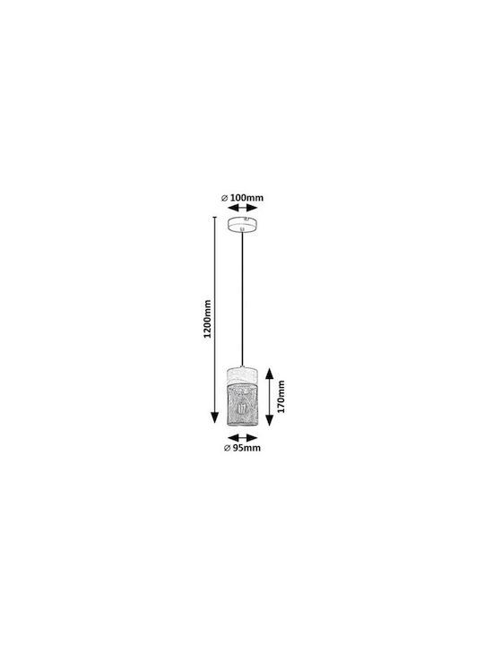 Rabalux Callum Pendant Light Black with Socket E27 95x9.5cm