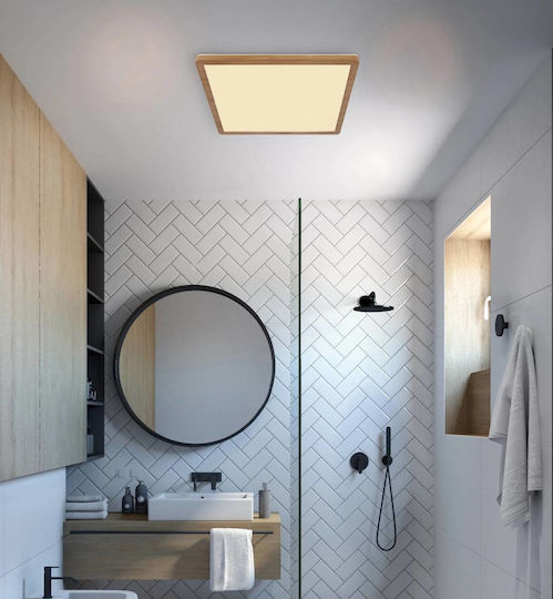 Globo Lighting Ceiling Mount Light Bathroom Brown with Integrated LED