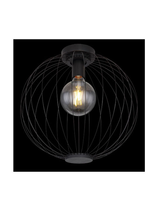 Globo Lighting Roza Πλαφονιέρα Οροφής 40εκ. Μαύρη με Ντουί E27