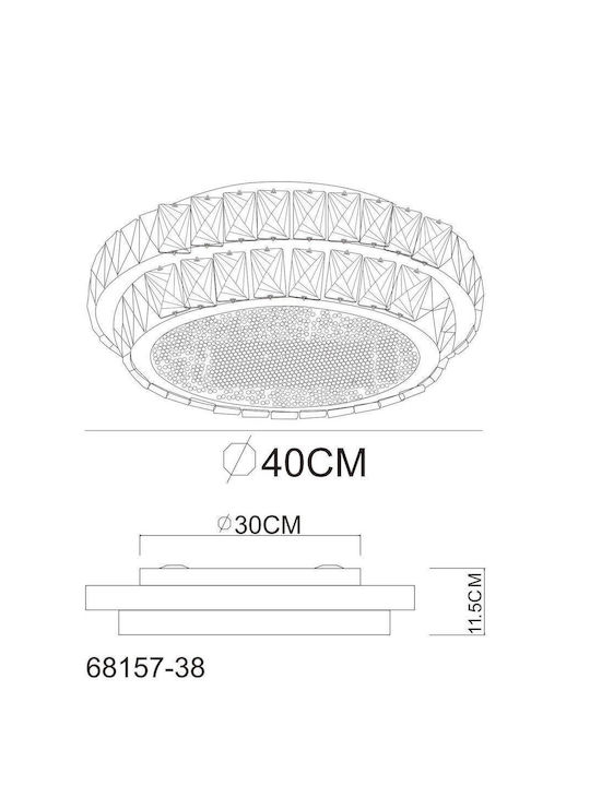 Globo Lighting Πλαφονιέρα Οροφής Διάφανη με Ενσωματωμένο LED και Τηλεχειριστήριο