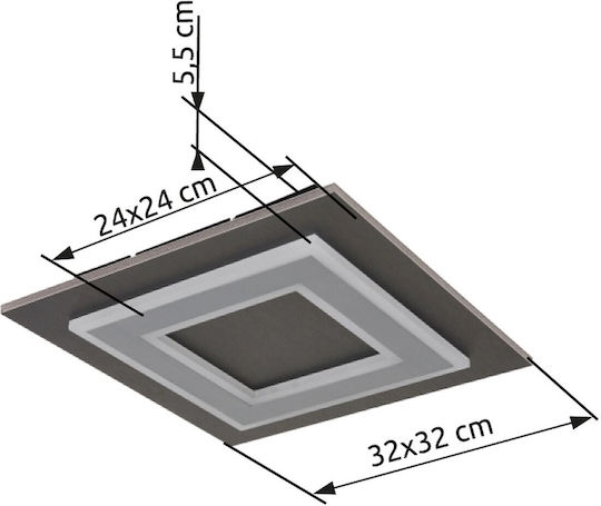 Globo Lighting Deckenleuchte 32cm Gray mit Integrierter LED