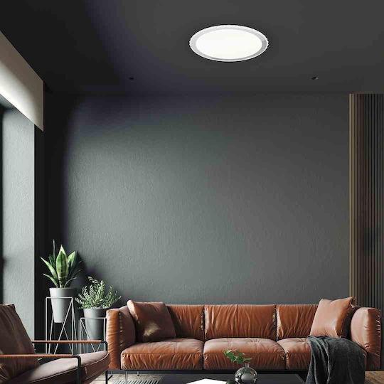 Eko Light Πλαφονιέρα Οροφής Λευκή με Ενσωματωμένο LED και Τηλεχειριστήριο