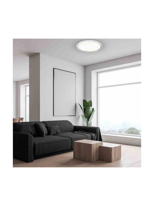 Eko Light Πλαφονιέρα Οροφής Λευκή με Ενσωματωμένο LED και Τηλεχειριστήριο