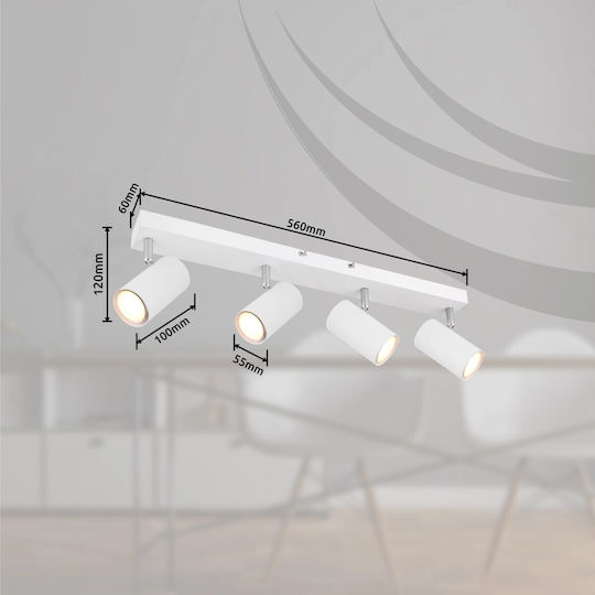 Globo Lighting Robby Spot mit 4 Lichtern und mit Fassung GU10 in Weiß Farbe