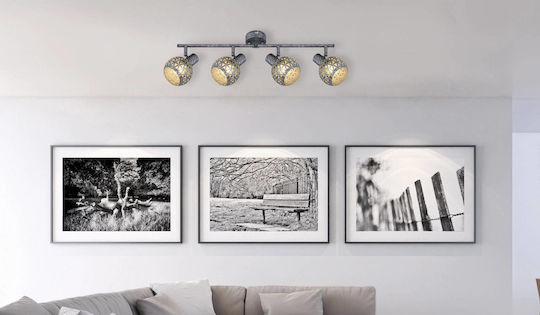 Globo Lighting Lela Спот с 4 Светлини и с Цокъл E14 в Сив Цвят
