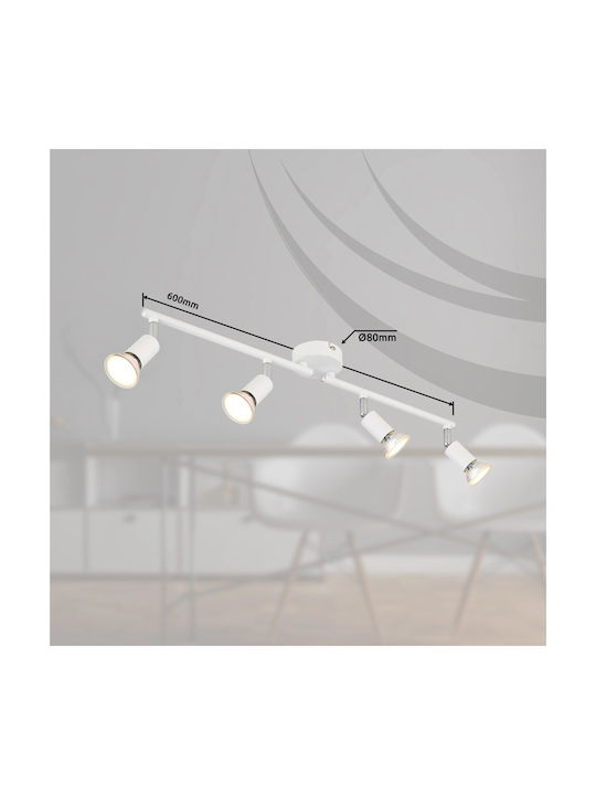 Globo Lighting Σποτ με 4 Φώτα και με Ντουί GU10 σε Λευκό Χρώμα
